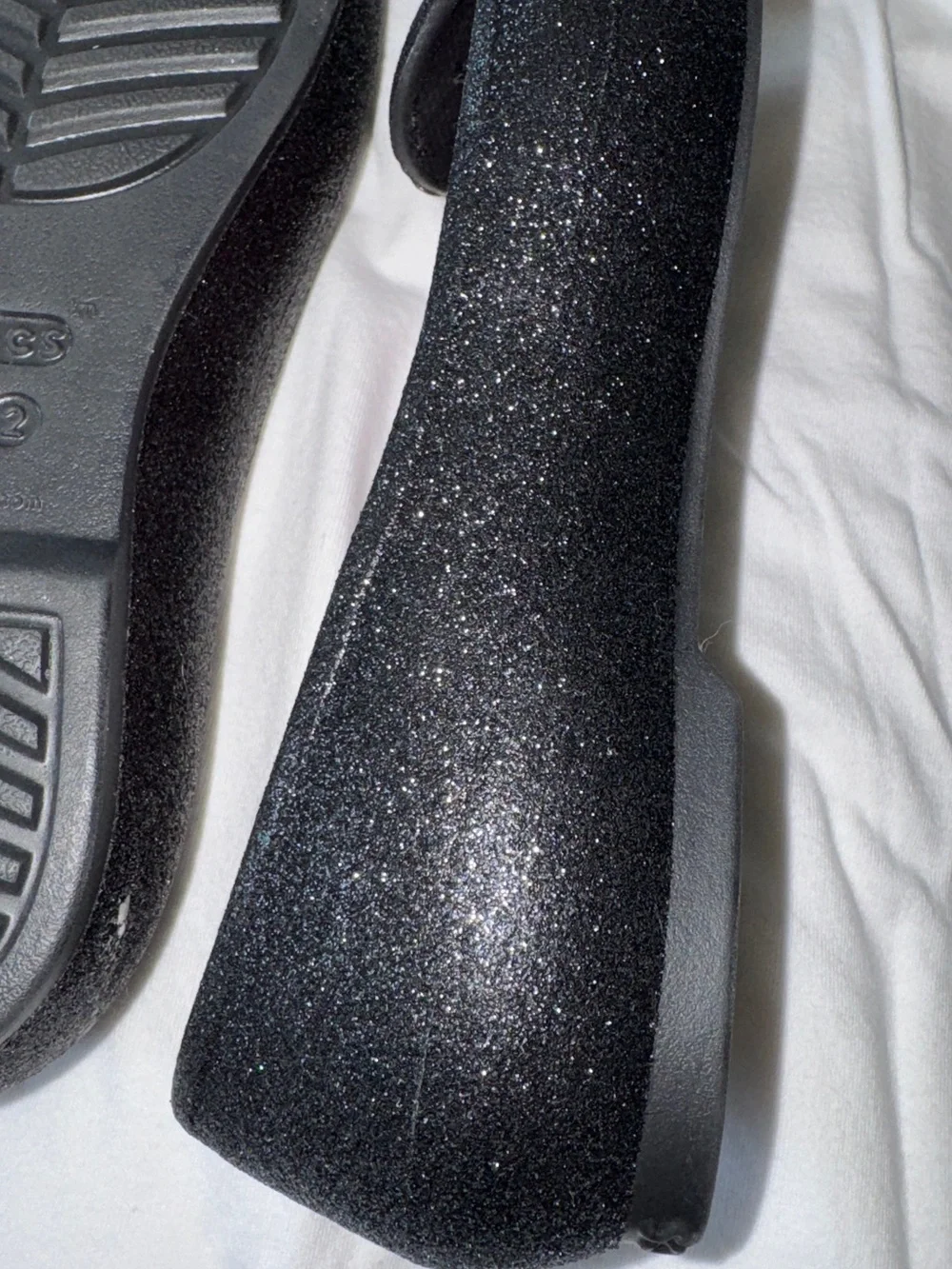 Big Girls CROCS Black Glitter Slip-On Flats